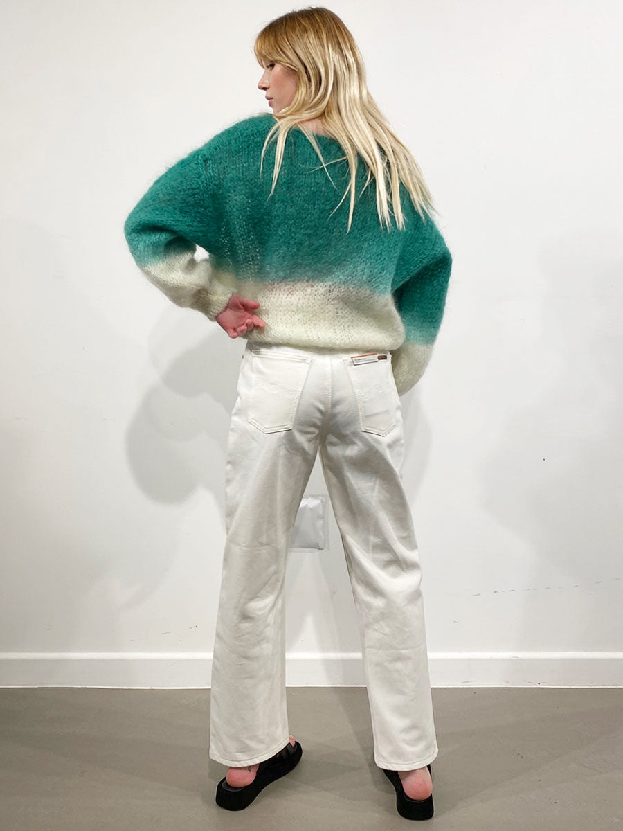 Americandreams-Milana 2-Tone Mohair Jumper - Green/White