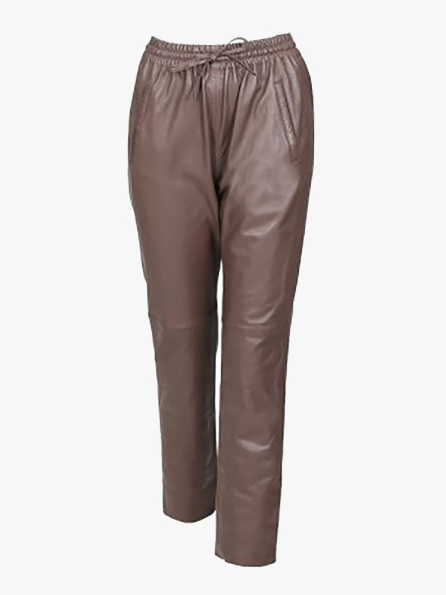 oakwood - Gift Leather Joggers - Smoke