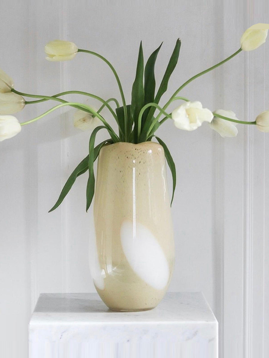 Broste Copenhagen -- Ada Dot Mouthblown Vase S - Golden Fleece Yellow