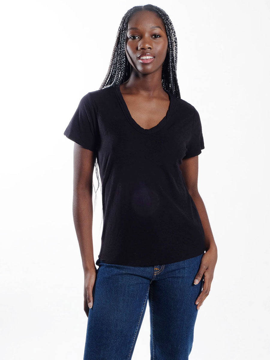 LEVETE ROOM  Any2 Scoop Neck T-Shirt - Black