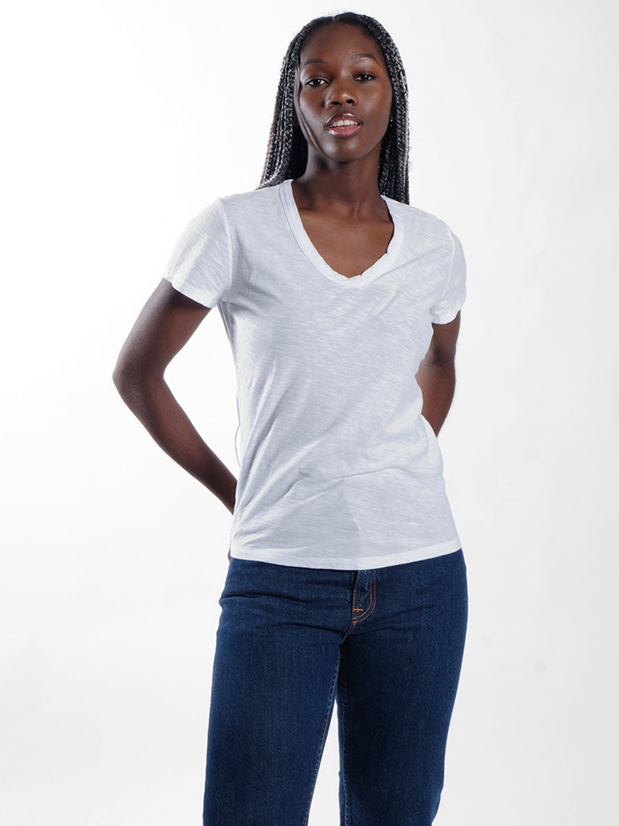 LEVETE ROOM  Any2 Scoop Neck T-Shirt - White