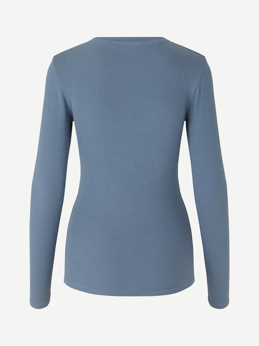 Samsoe Samsoe Alexa Long Sleeve Tee - China Blue