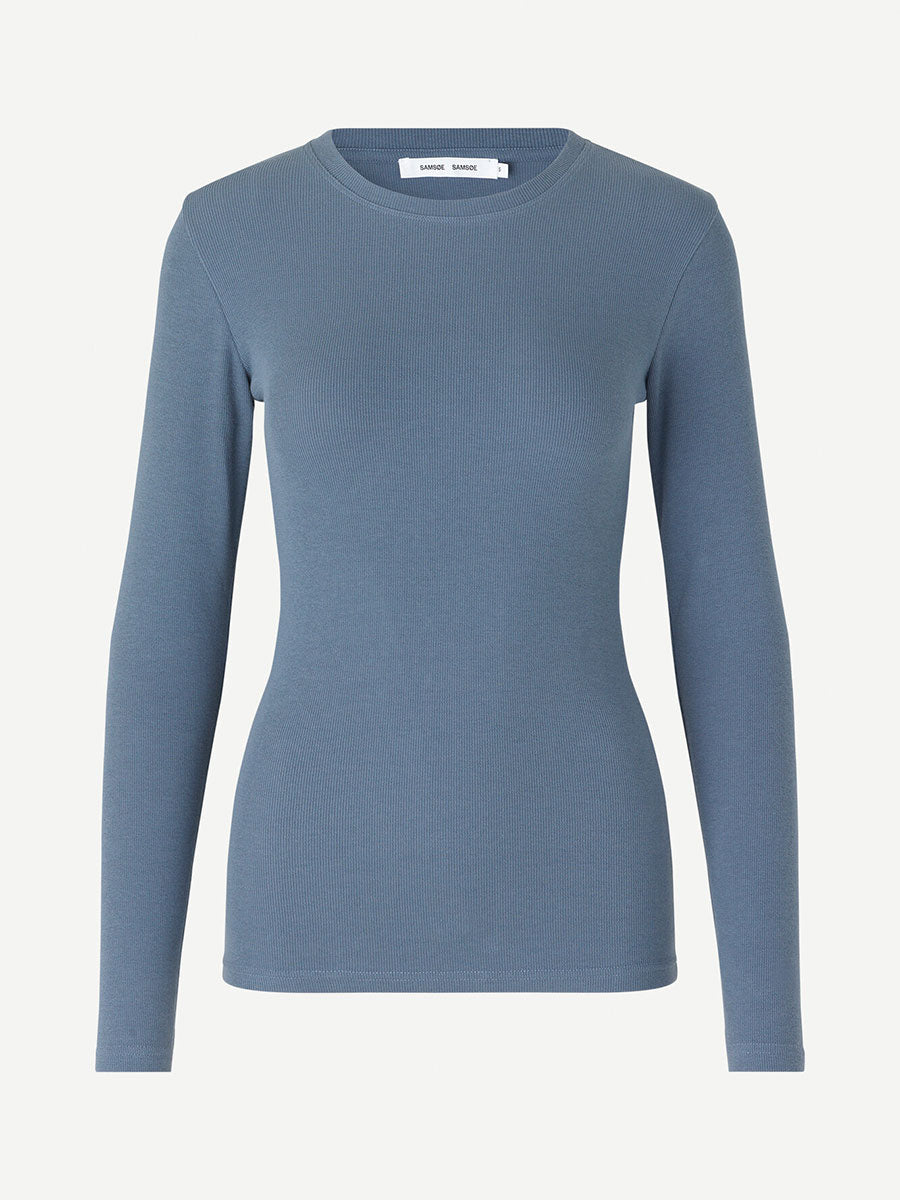 Samsoe Samsoe Alexa Long Sleeve Tee - China Blue