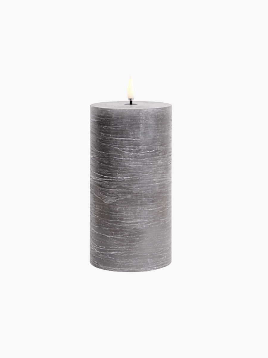  Uyuni-LED Pillar Candle 7.8x15 - Grey