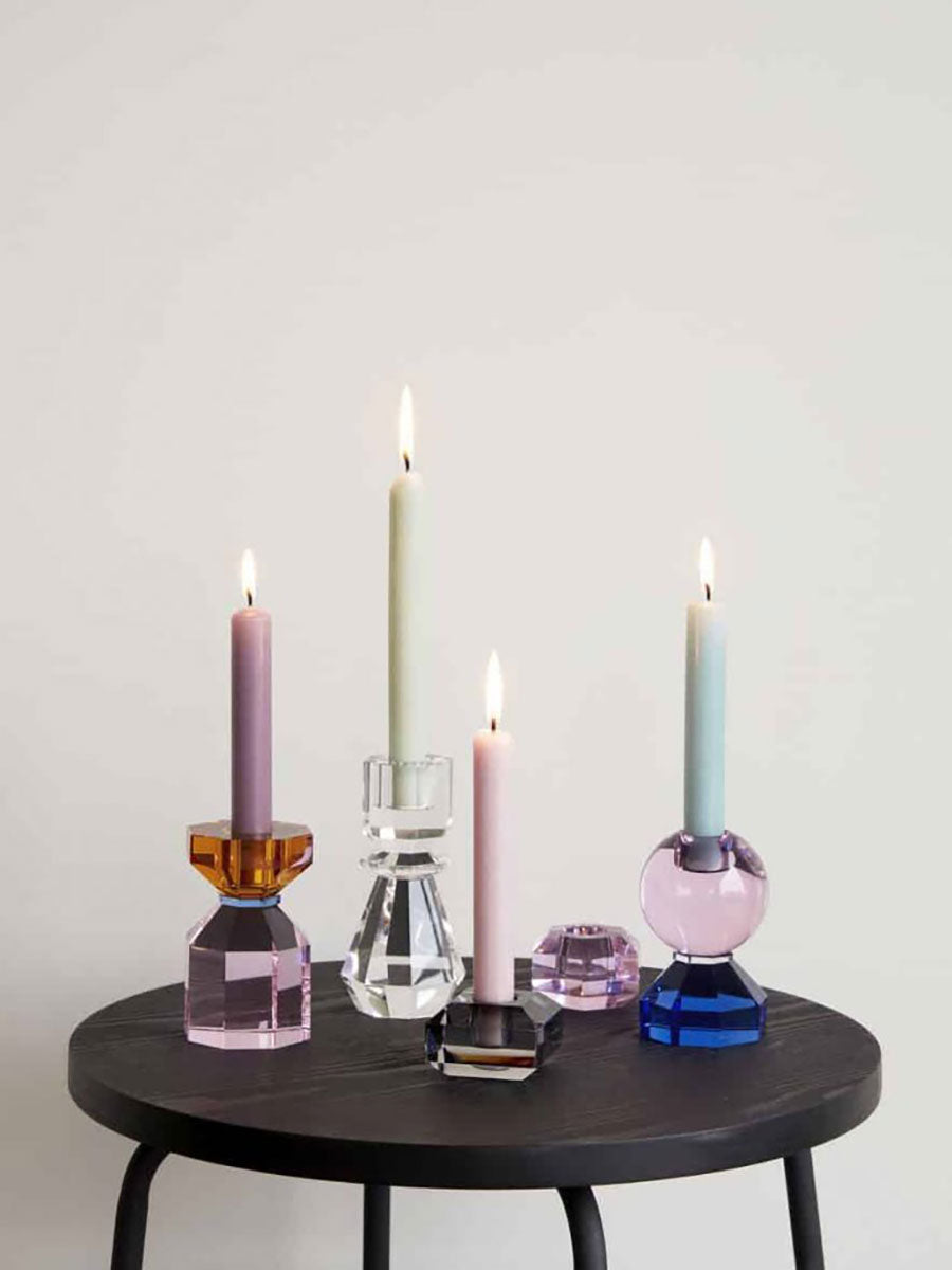 Hubsch - Gem Candlestick Holder Tall - Crystal