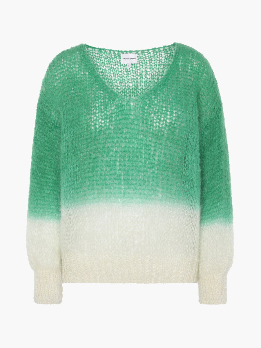 Americandreams -Milana 2-Tone Mohair Jumper - Green/White