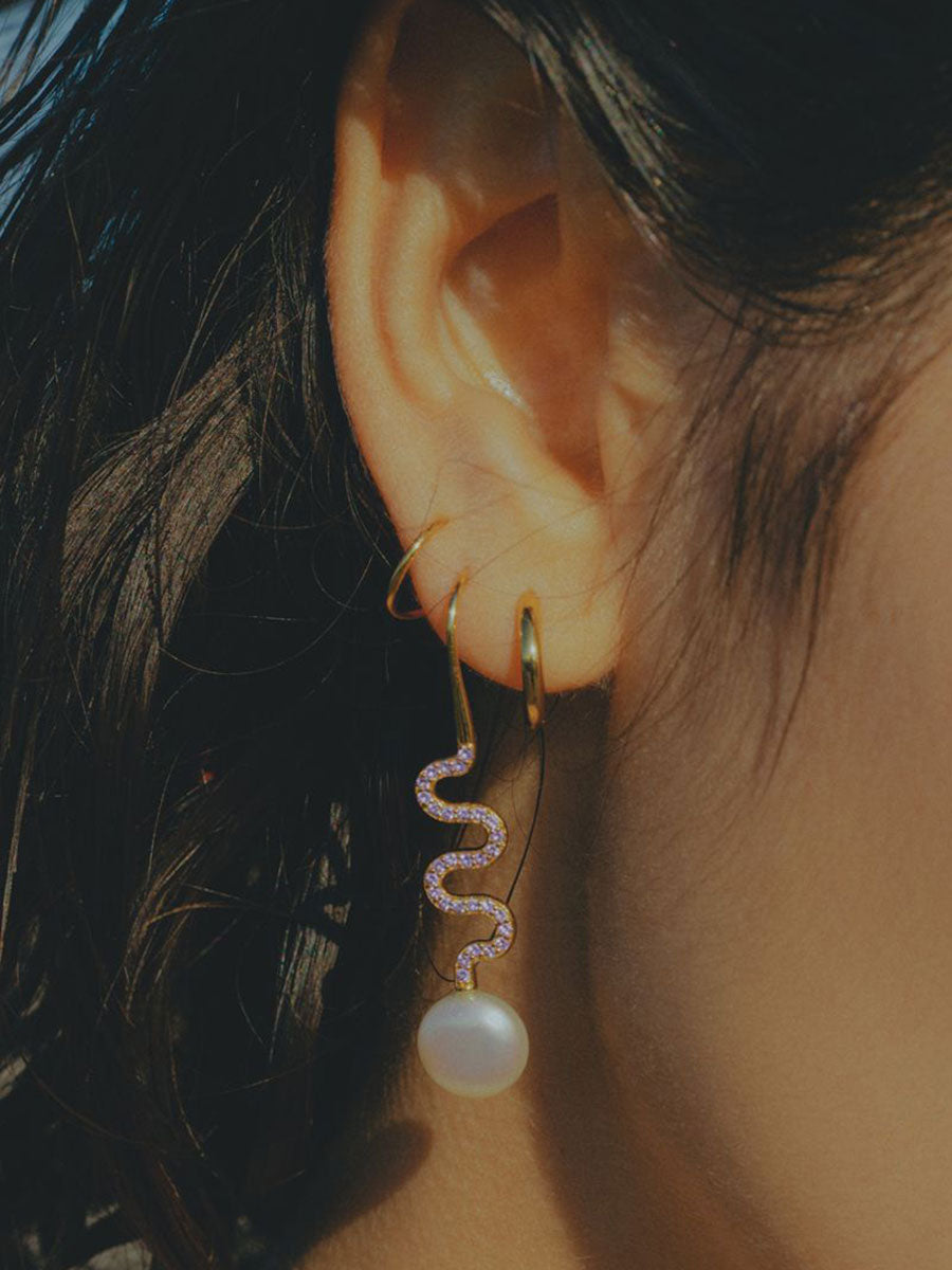 Maria Black Miraggio Twirl Violet Earring - Gold