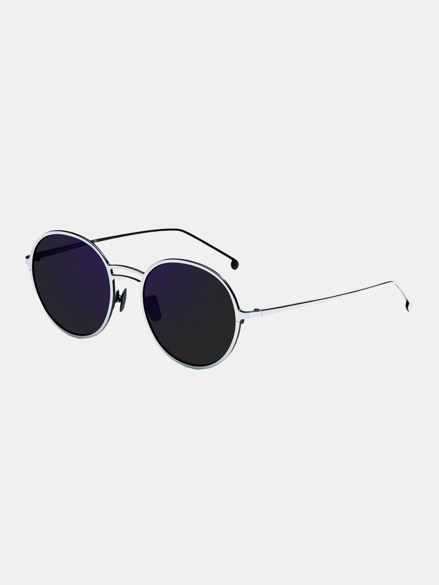 AYM - Yael Round Sunglasses - Silver/Black/Black