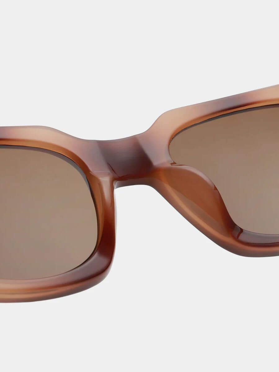 A.Kjaerbede Nancy Sunglasses in Demi Brown close up of nose bridge as part of frame