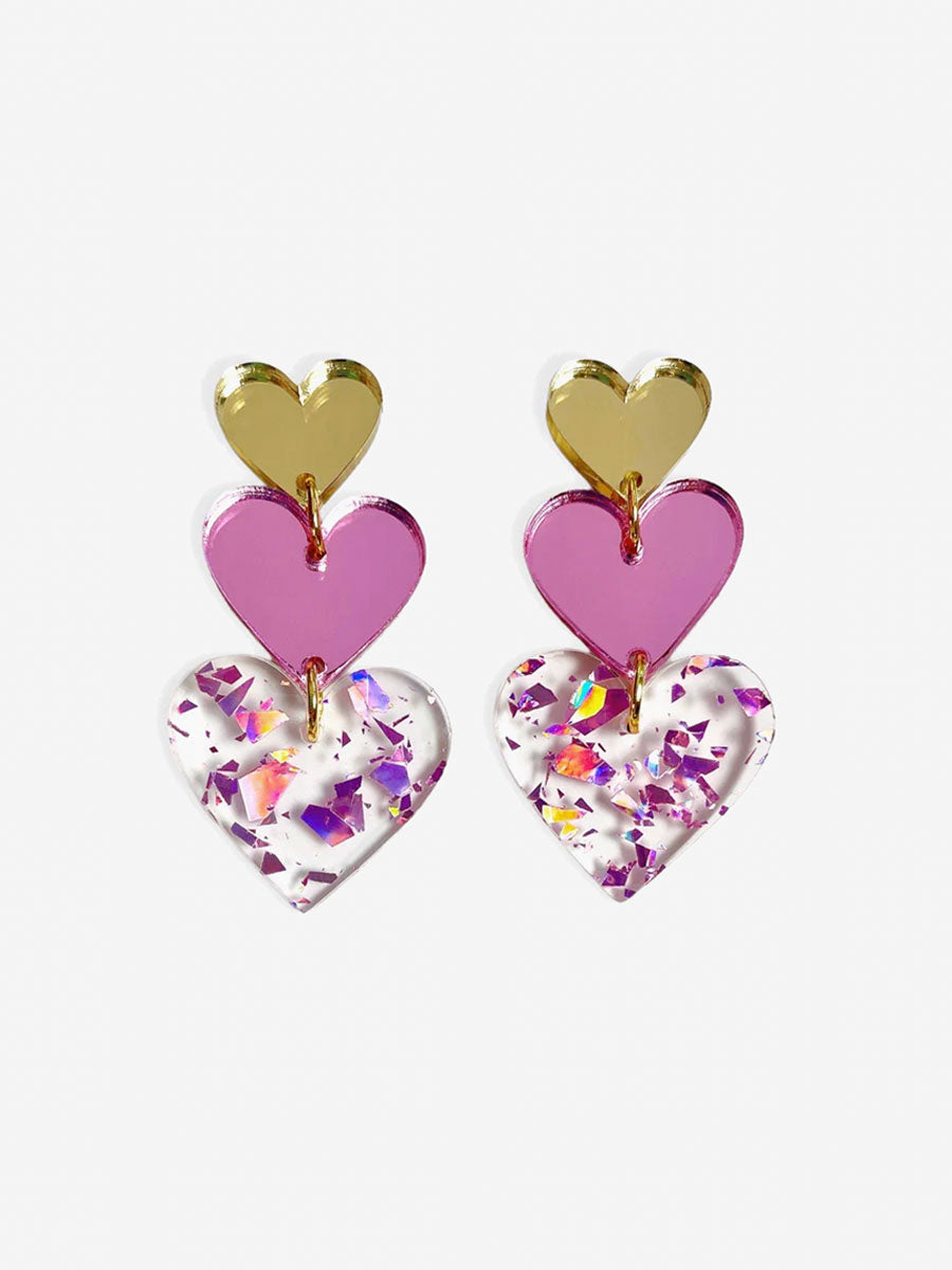 By Fossdal All 4 Love earrings - Pink Glitter