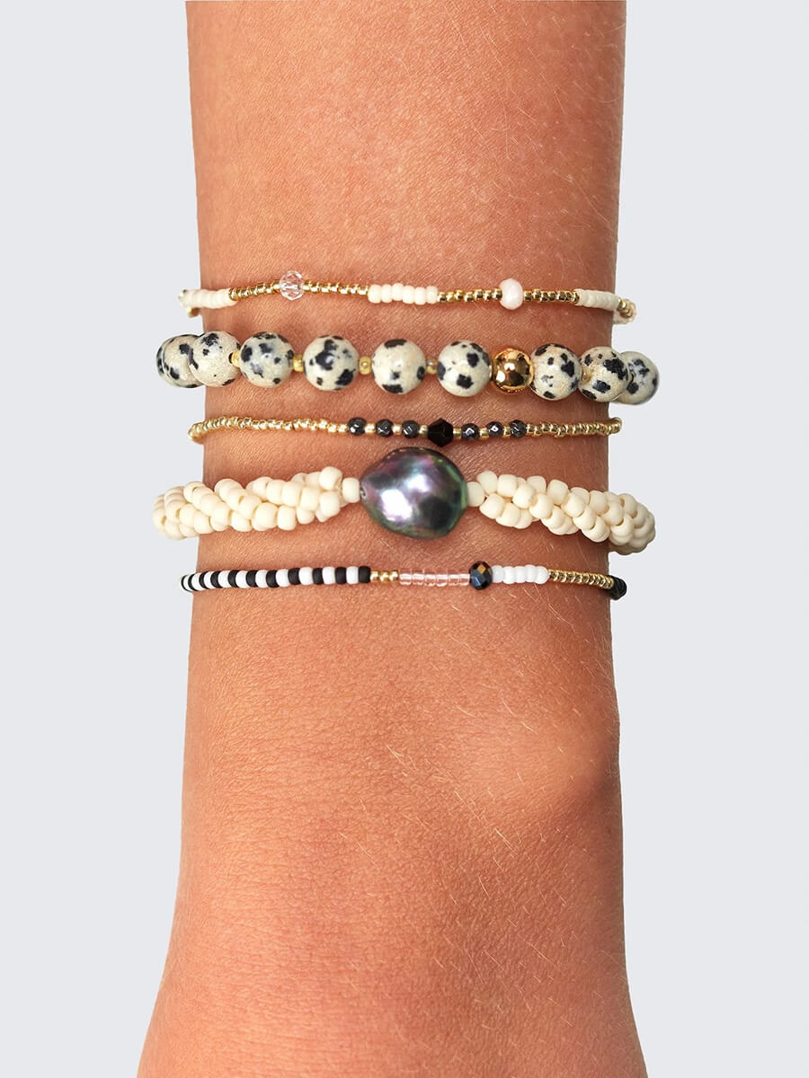 Anni Lu Bead & Gem Bracelet - Black
