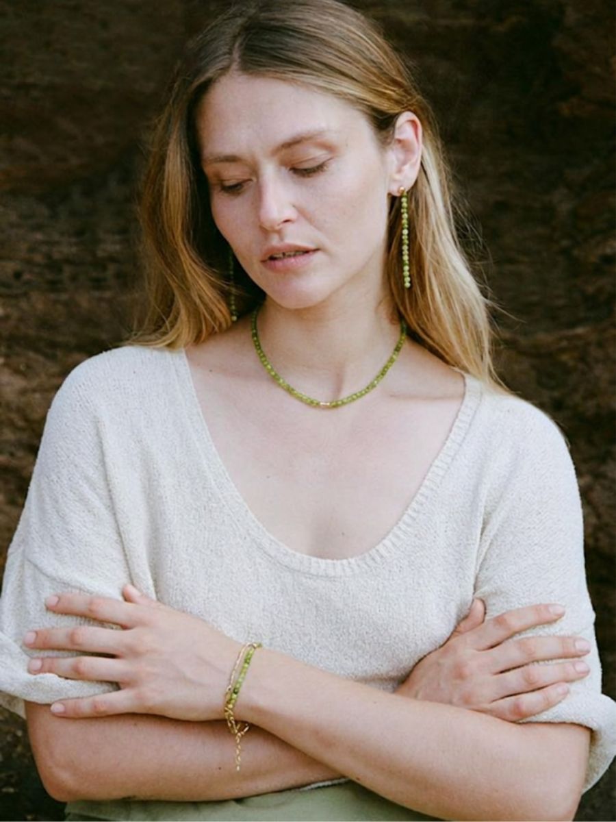 Anni Lu - Grasshopper Bracelet, Necklace and Earrings - Avocado Oil