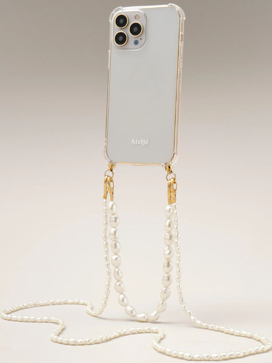 Ateljé Short Phone Cord - Cloudy and Pearl drop long phone cord