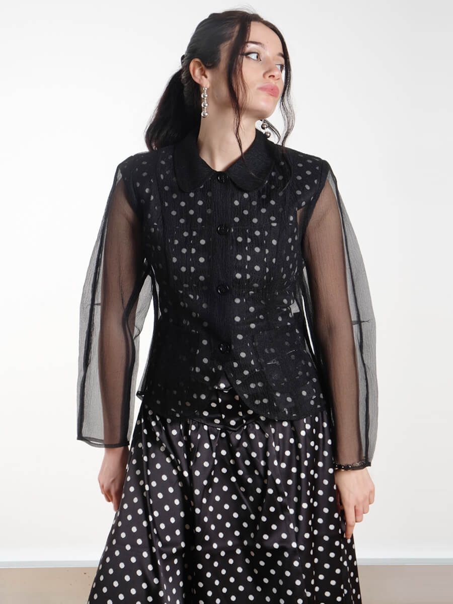 Polka Dot Satin Corset Top