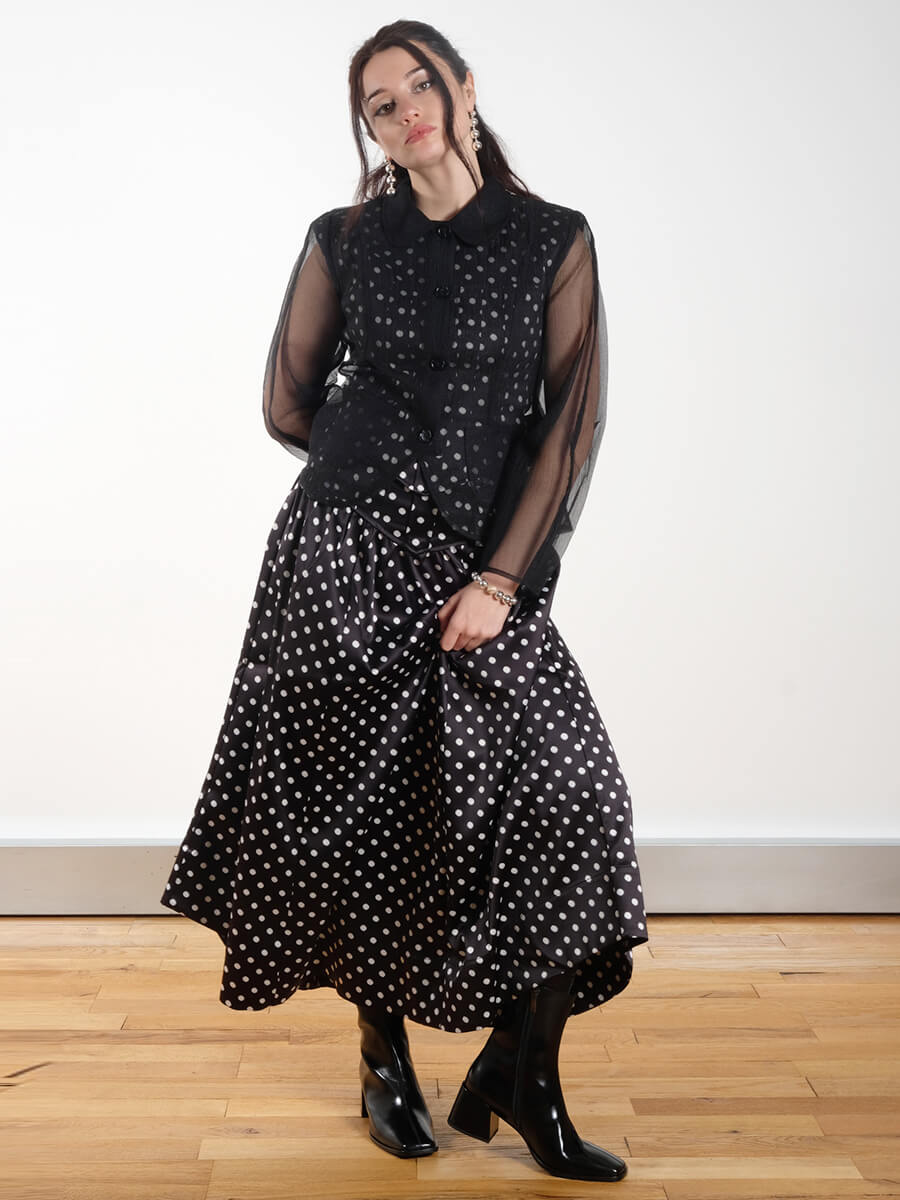 GANNI
Polka-Dot Satin Corset Skirt