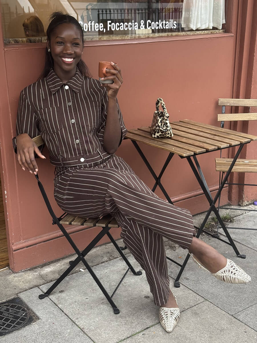 Majsa Shirt - Creme Brown Pinstripe