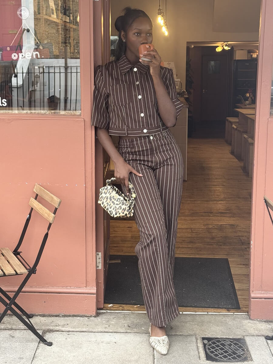 Nolia Jeans - Creme Brown Pinstripe