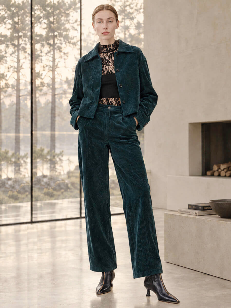 Nara Trousers - Bottle Dark Green