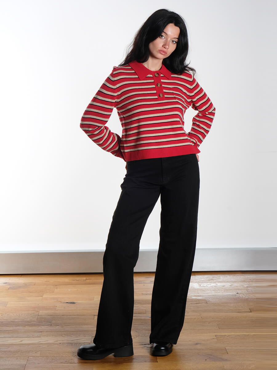 Cori Sweater - Crimson Red Stripe