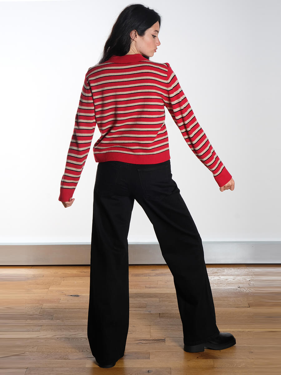 Baum und Pferdgarten - Cori Sweater - Crimson Red Stripe  Nicette Jeans - Black Denim Bukela - Palma Boots - Black