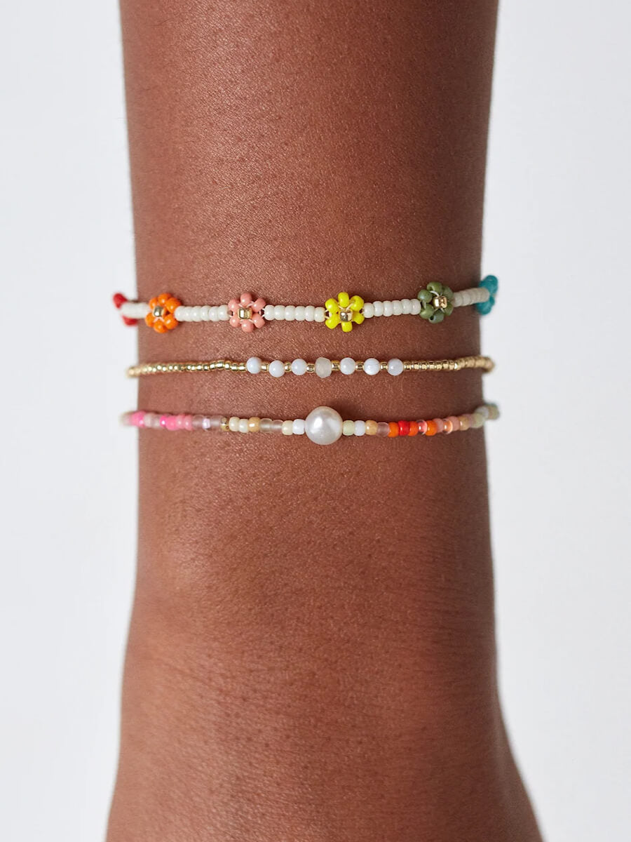Bead & Gem Bracelet - Pearl