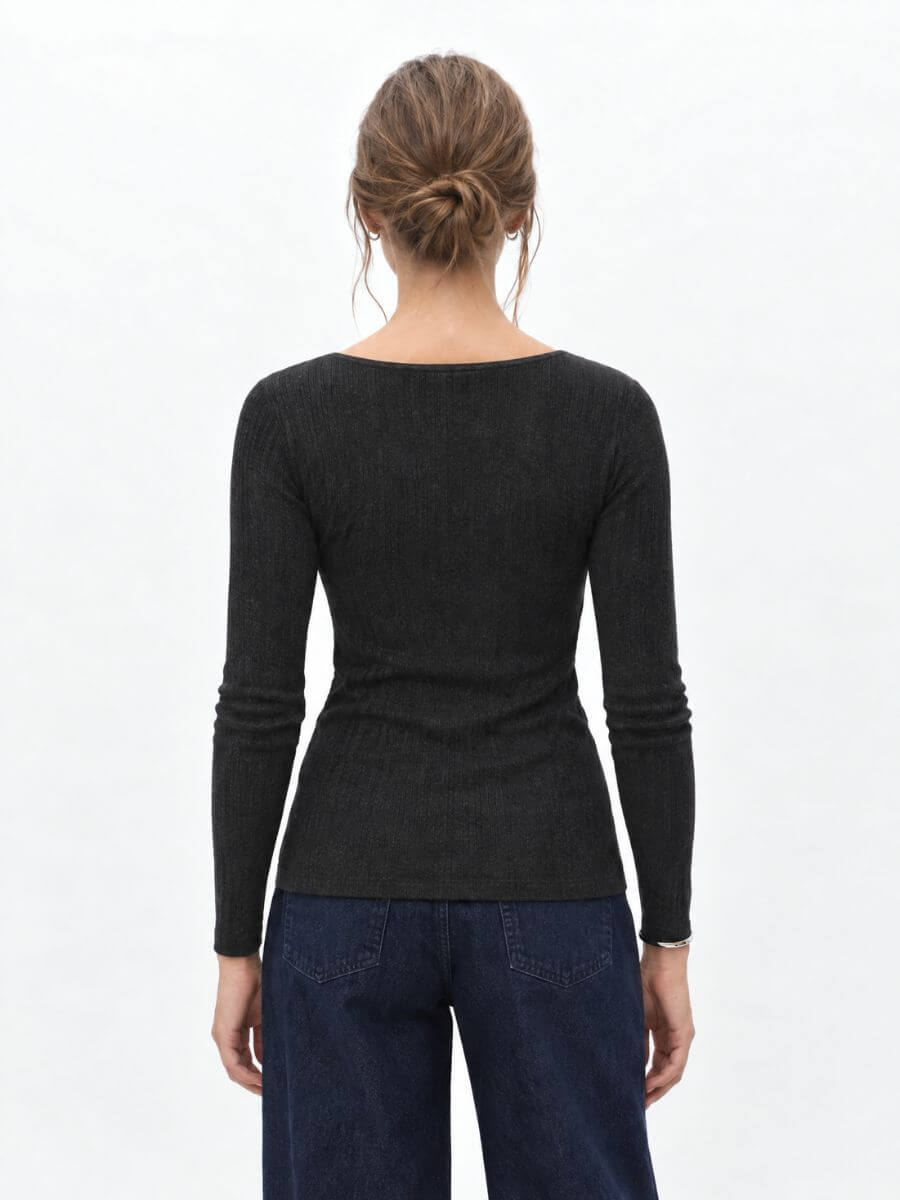OBJECT - Billa Knit Top - Dark Grey Melange