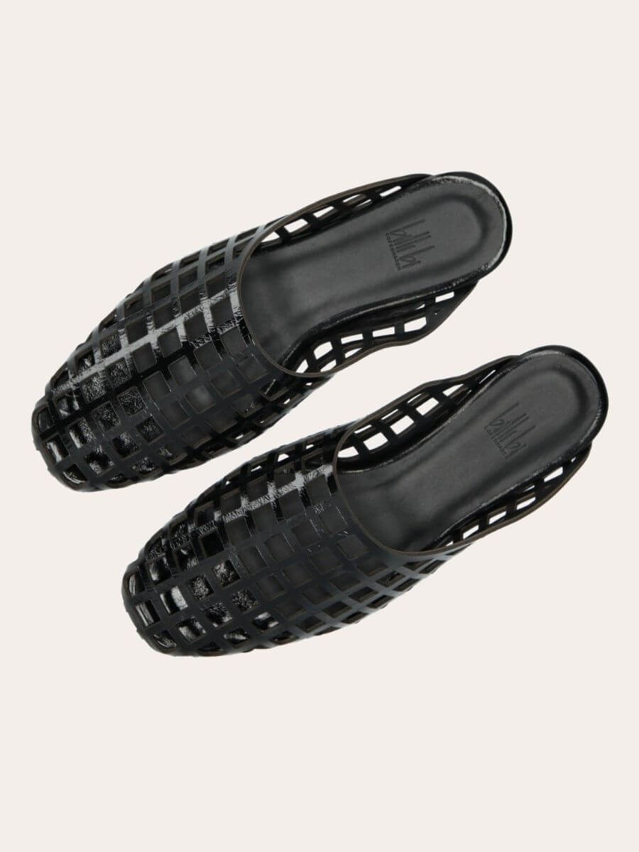 Billi Bi Lattice Sandal - Black top down view