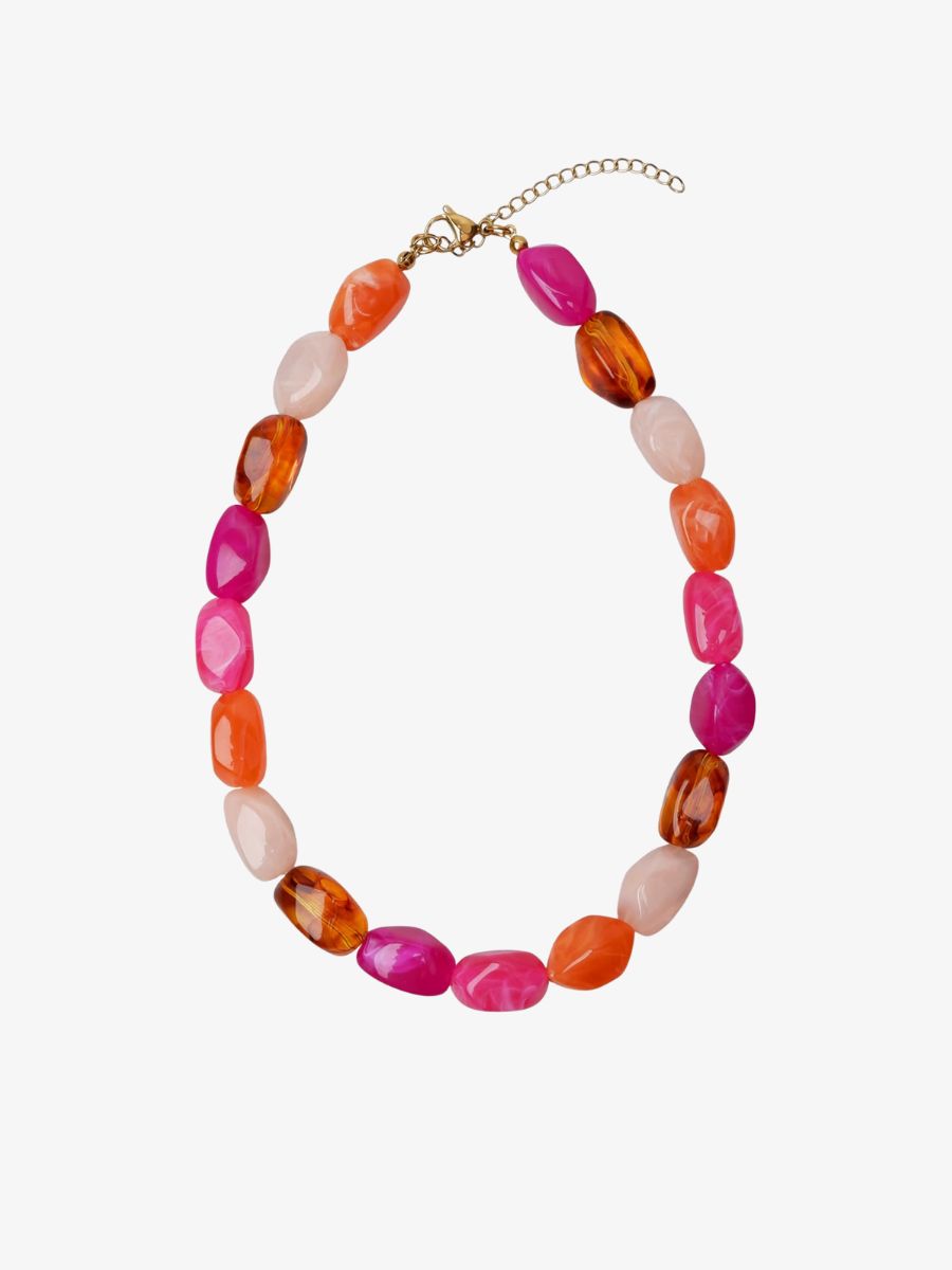 Black Colour - Lyon Necklace - Pink Multi
