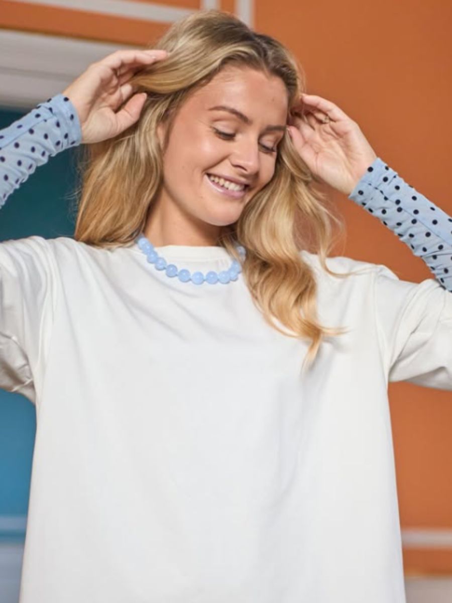 Black Colour - Milova Necklace - Light Blue
