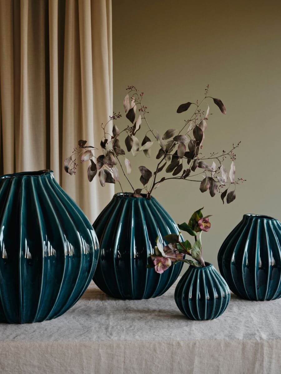 Broste Copenhagen - Wide Vase - Teal