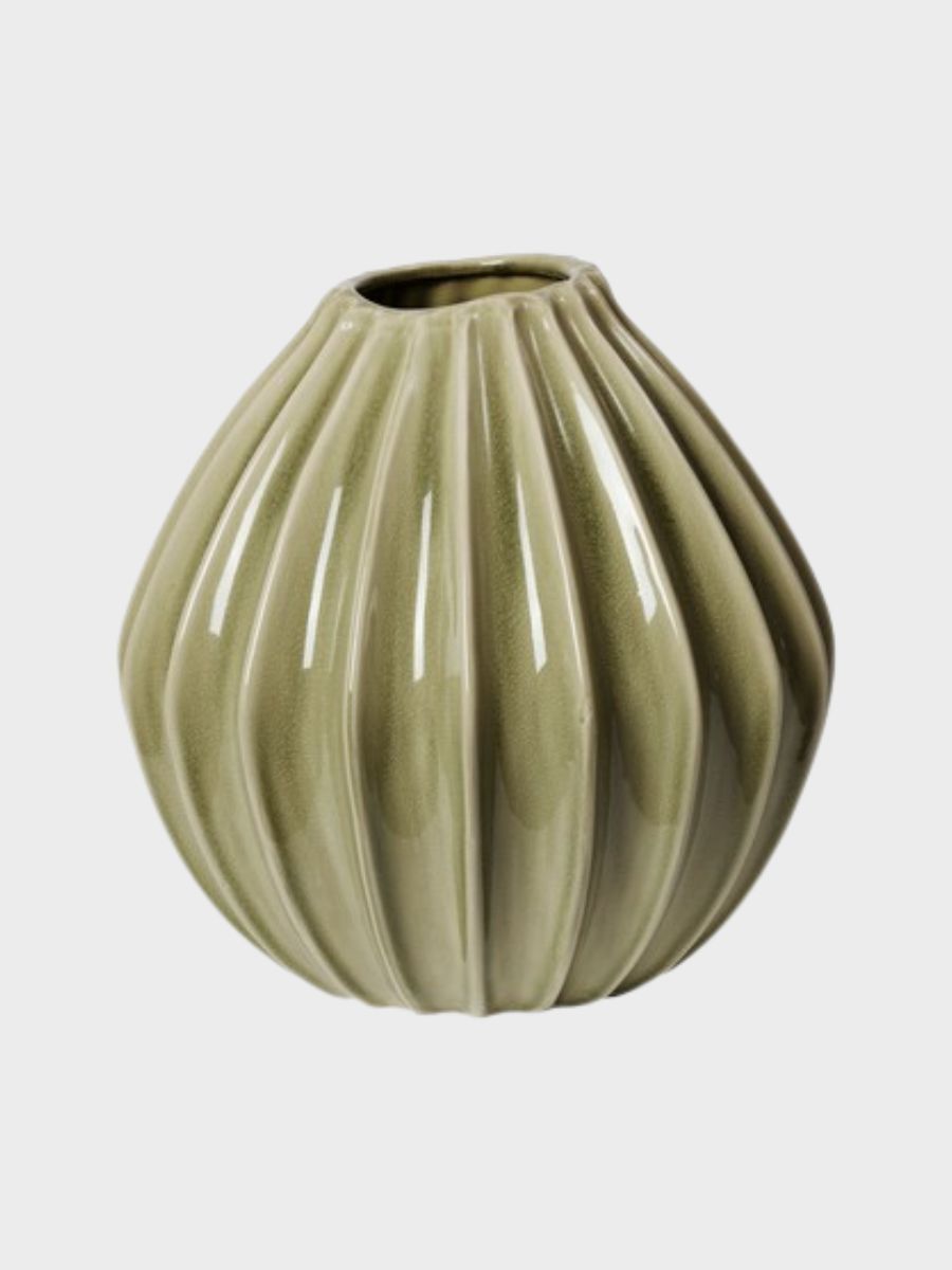 Broste Copenhagen - Wide Vase - Dry Sage - L
