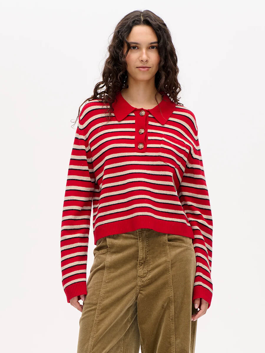 Cori Sweater - Crimson Red Stripe