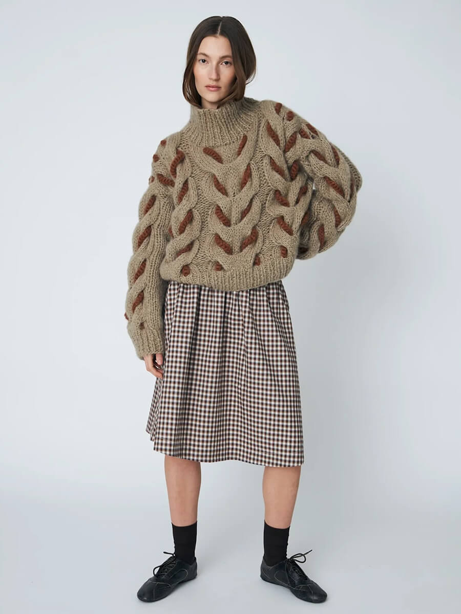 DAWN X DARE
Honey Cable Knit Jumper - Khaki