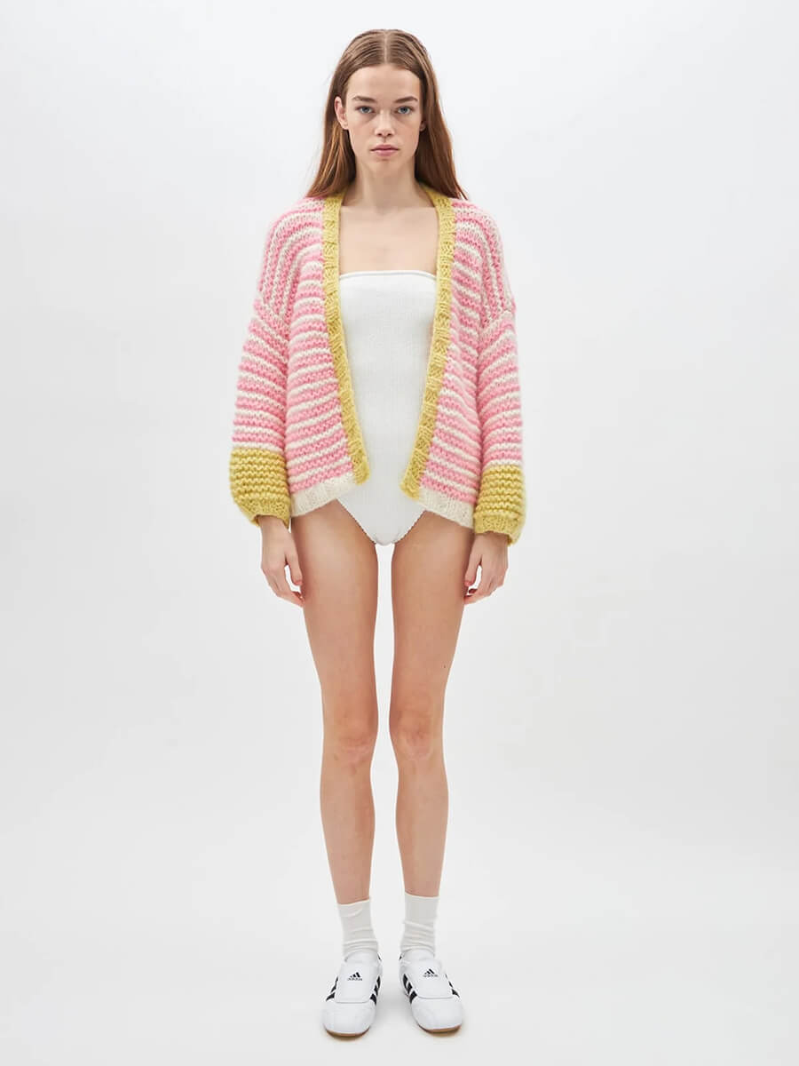 DAWN_X_DARE_ - Luisa Stripe Cardigan - 919 Pink 2
