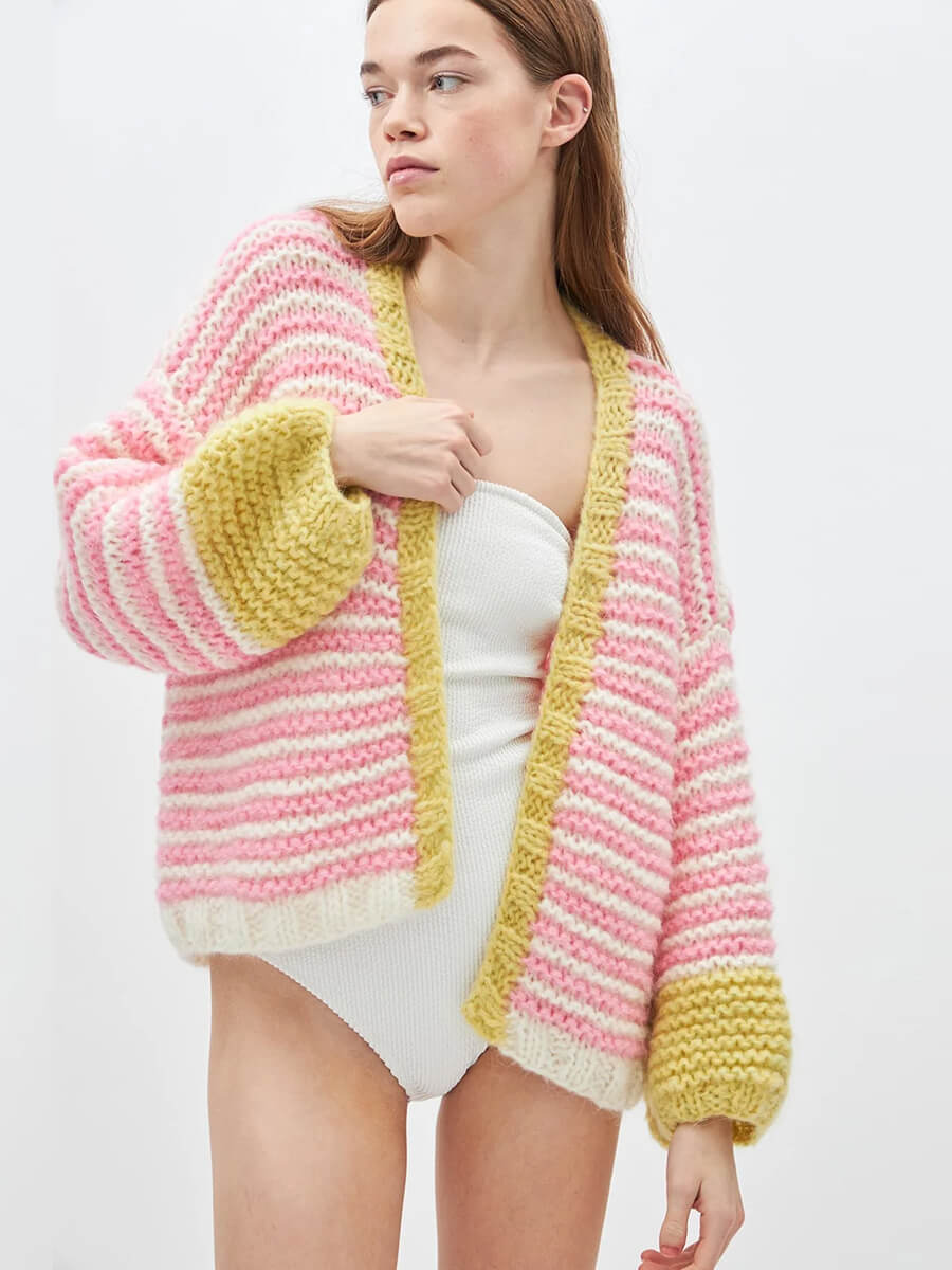 DAWN_X_DARE_ - Luisa Stripe Cardigan - 919 Pink 3