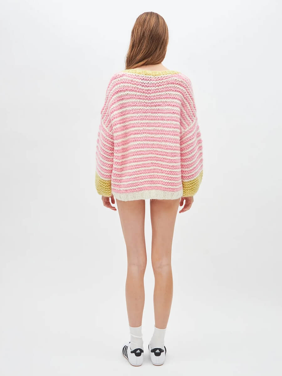 DAWN_X_DARE_ - Luisa Stripe Cardigan - 919 Pink 4