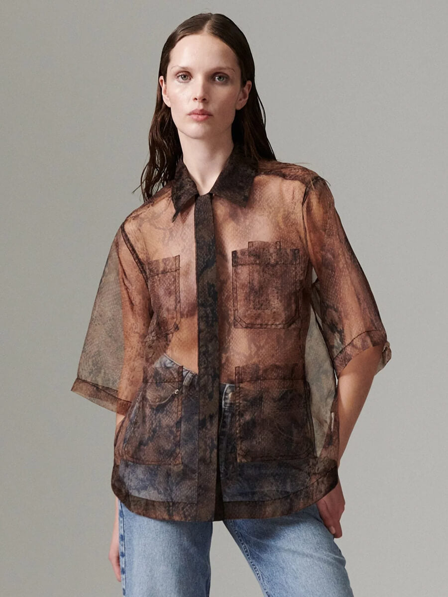 DAY Birger et Mikkelsen Chai Organza Skirt - Brown Snakey