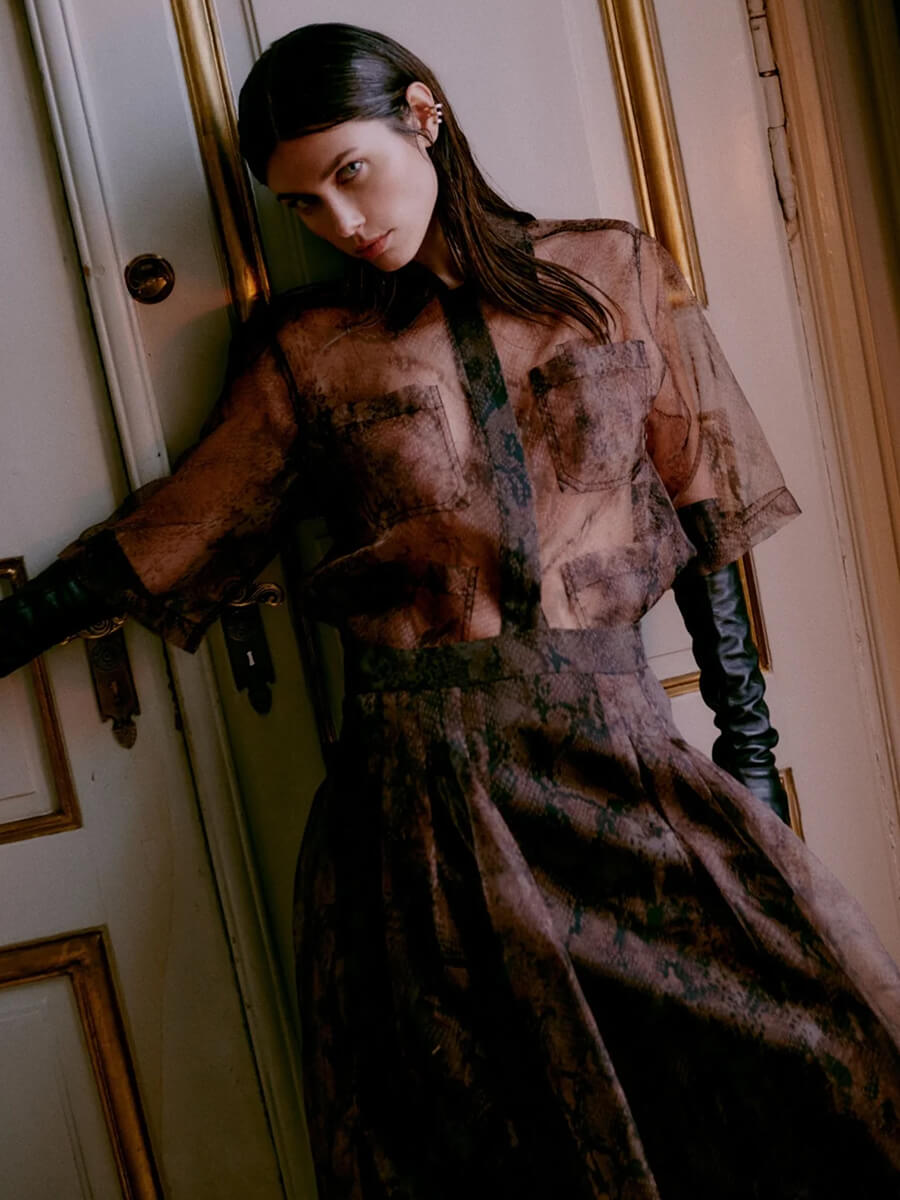 DAY Birger et Mikkelsen Chai Organza Skirt - Brown Snakey