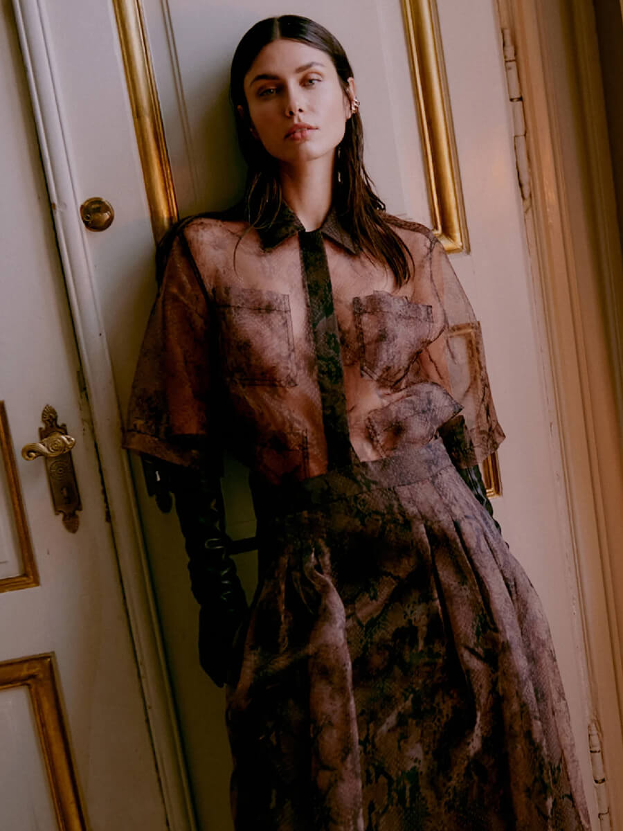 DAY Birger et Mikkelsen Chai Organza Skirt - Brown Snakey