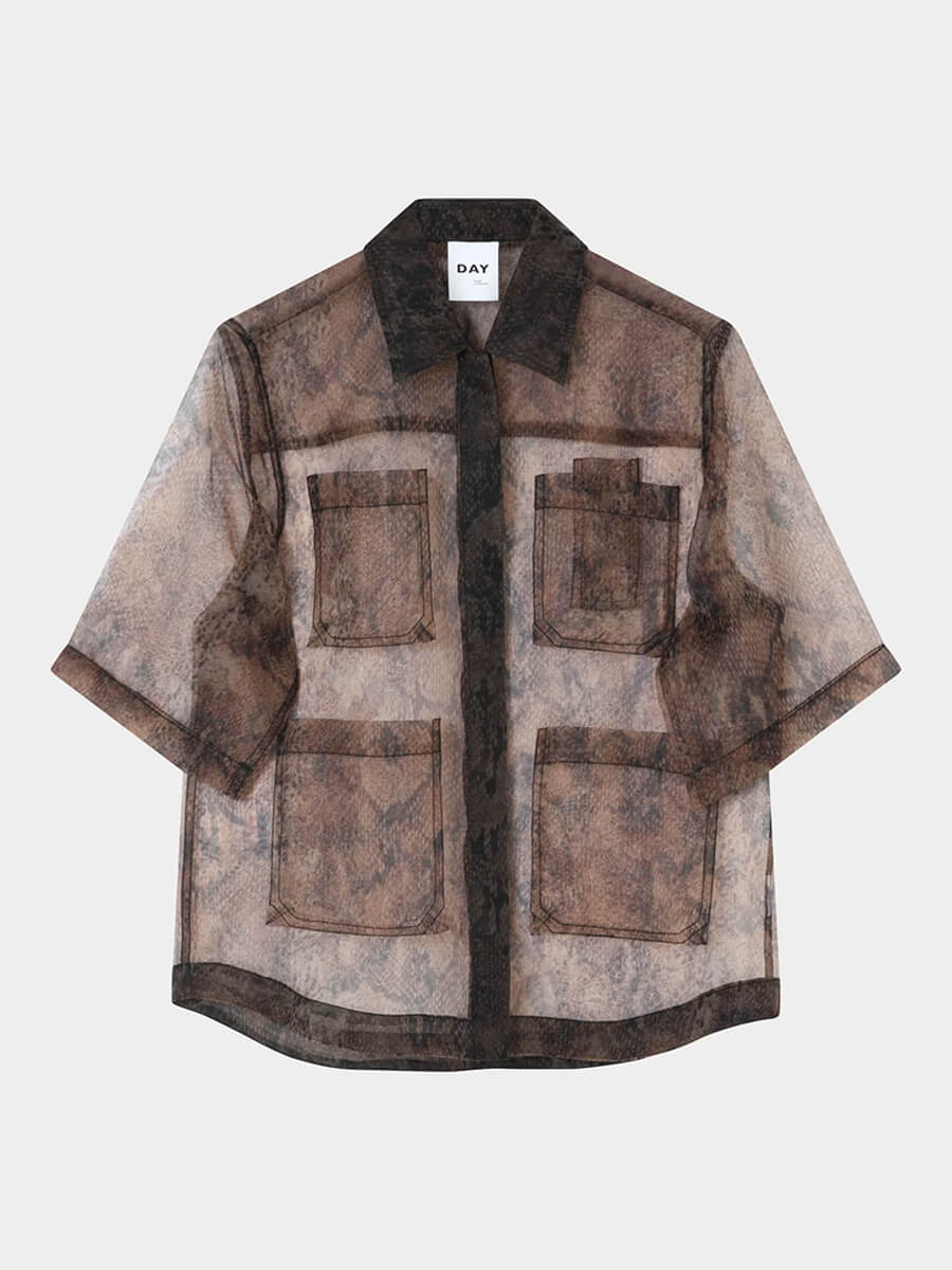 DAY Birger et Mikkelsen Chai Organza Skirt - Brown Snakey