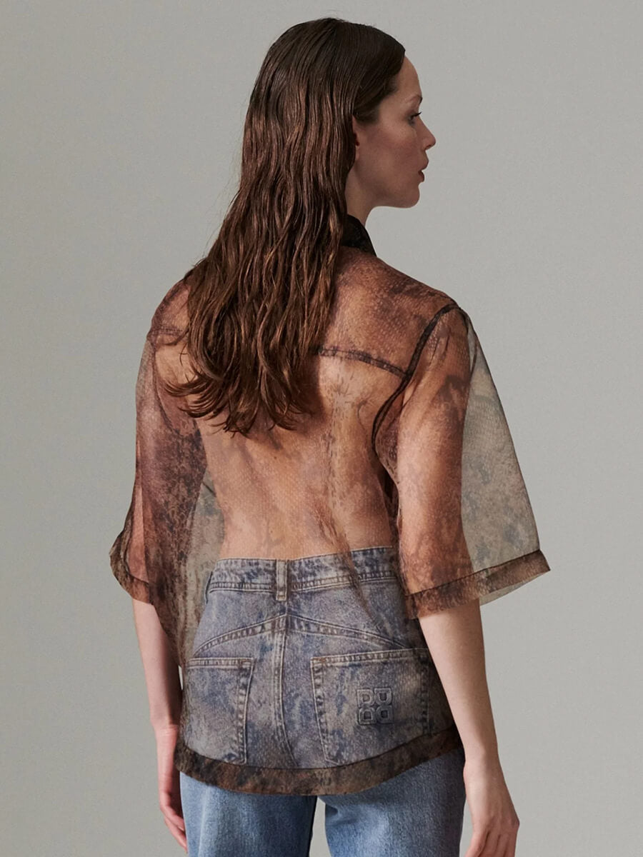 DAY Birger et Mikkelsen Chai Organza Skirt - Brown Snakey