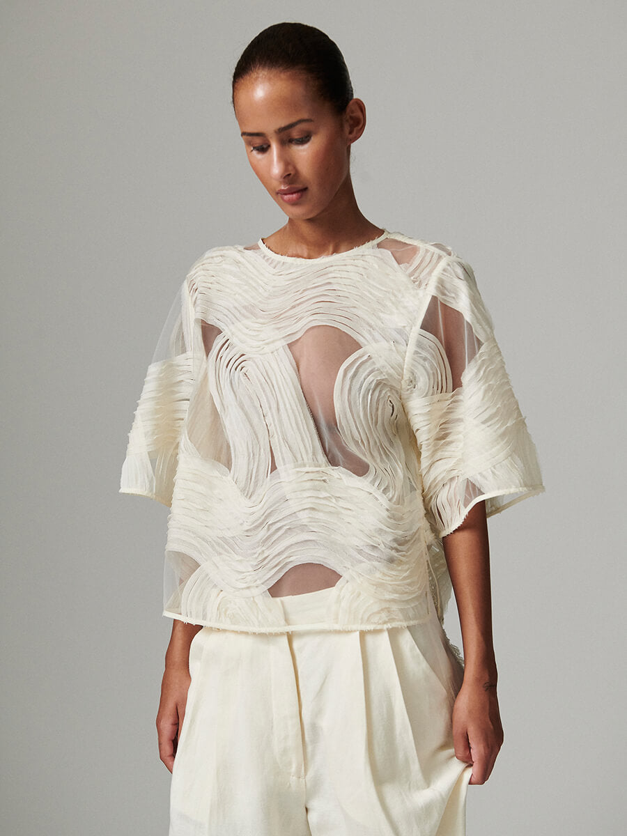 Day Birger et Mikkelsen Tatiana Crotchet Lacy Top - Jet Stream