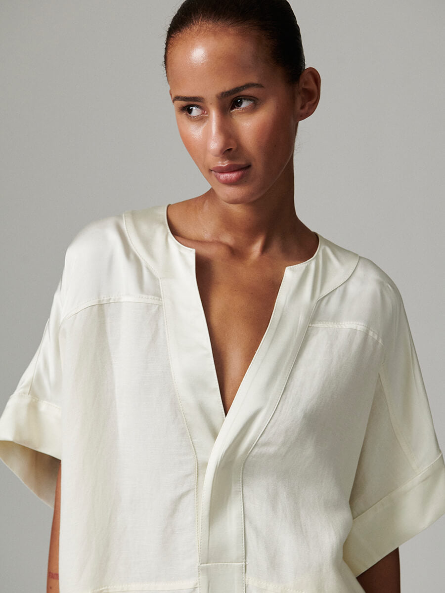 Day Birger et Mikkelsen garson ontrast Linen Dress - Jet Stream 