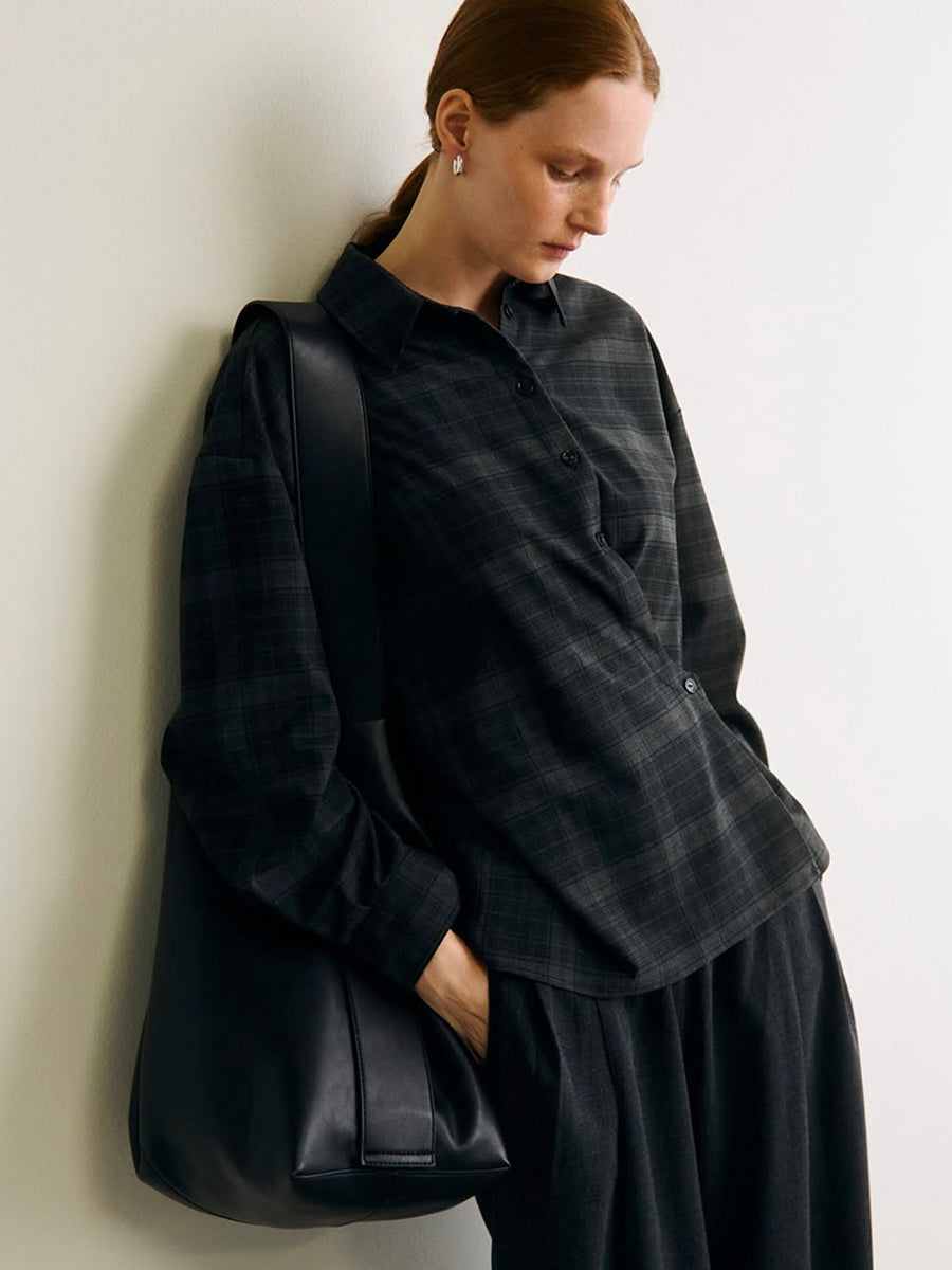 OBJECT - Diena Shirt - Check Gun Metal
