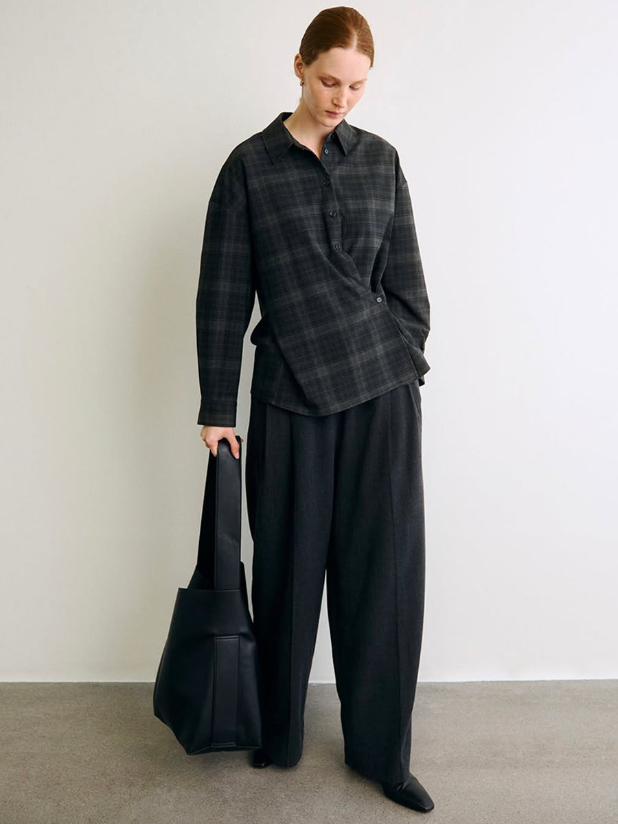 OBJECT - Diena Shirt - Check Gun Metal