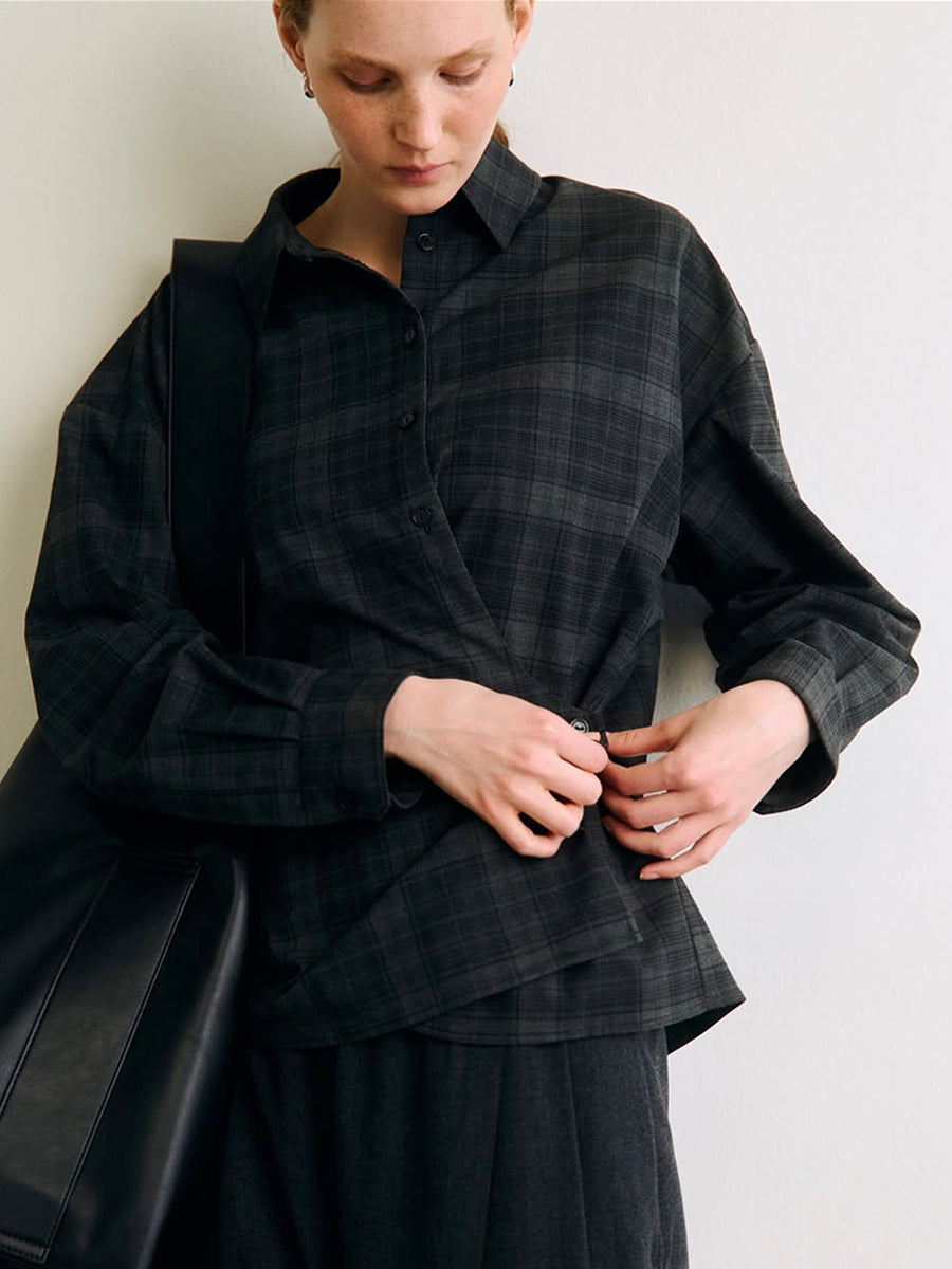 OBJECT - Diena Shirt - Check Gun Metal