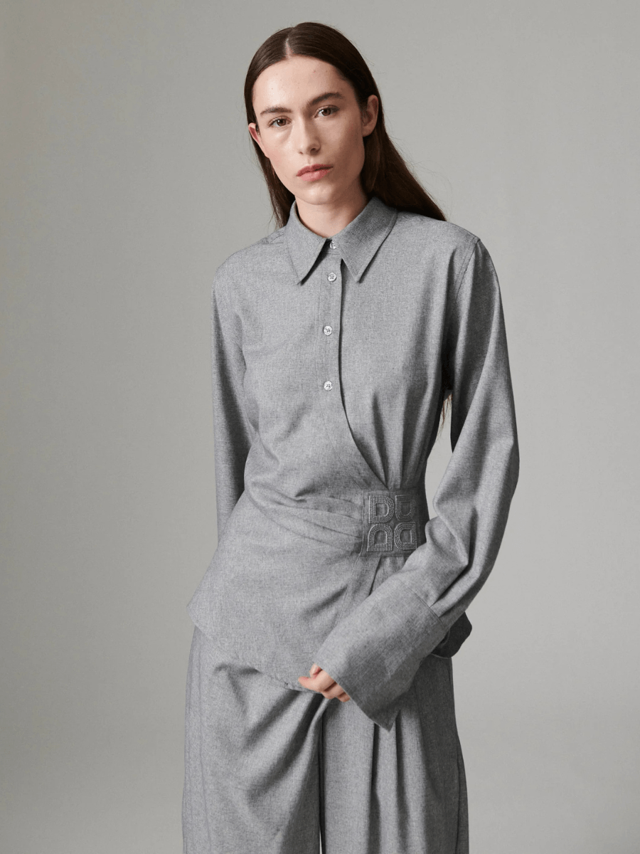 Day Birger ét Mikkelsen - Domi Corporate Days Fitted Blouse - Medium Grey Melange