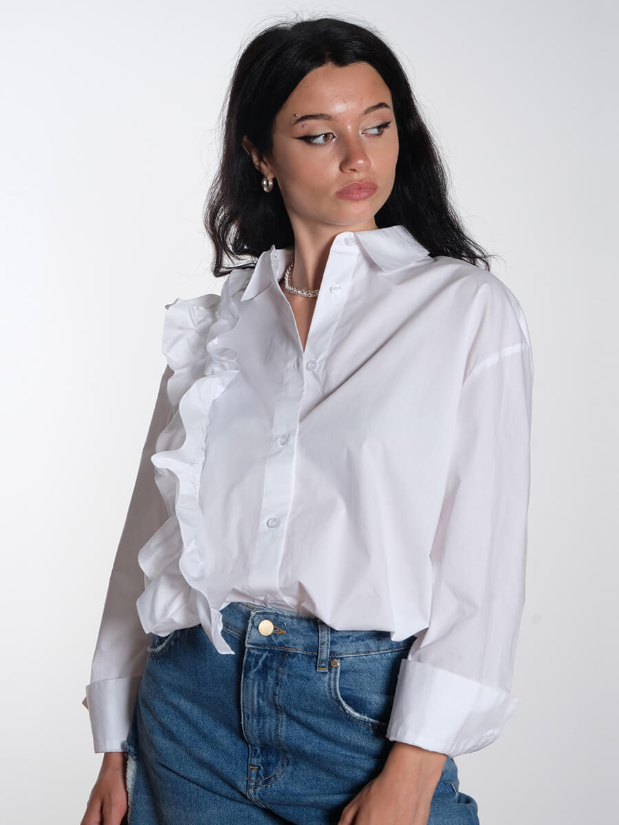 ESSENTIEL ANTWERP - Ibody Shirt - White- Interstellar Jeans - Blue
GANNI - Leopard Printed Denim Lace-Up Ballerinas