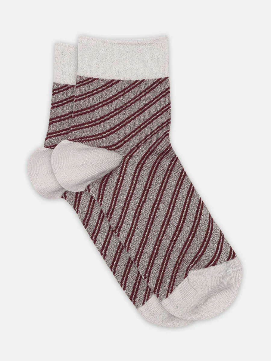 MP Denmark Elisa Glitter Short Socks - Wine Red 