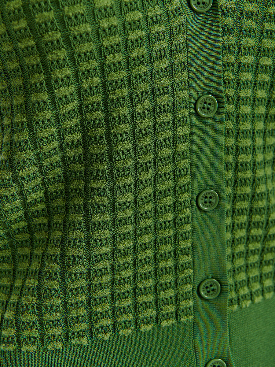Essentiel Antwerp Fabio green knitted collar top 